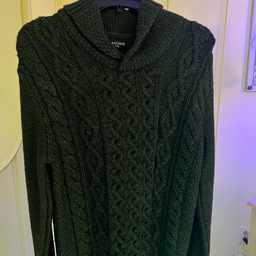 Olive Green Ribbed Turtleneck Sweater Made in Italy - Picture 3 of 3